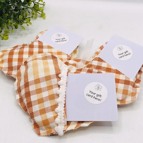 Set of 3 Fabric Pillow Gift Card Holder in Neutral Tans Gingham 5x4 Inches - Picture 3 of 4